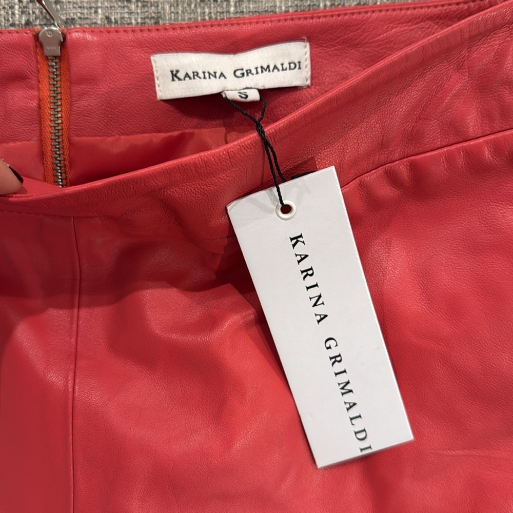 NWT Karina Grimaldi Leather Mini Skirt - Picture 7 of 10